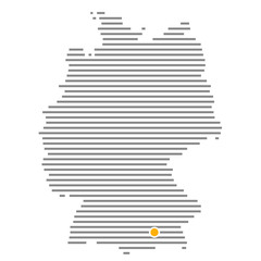 München mit oranger Markierung auf Deutschlandkarte