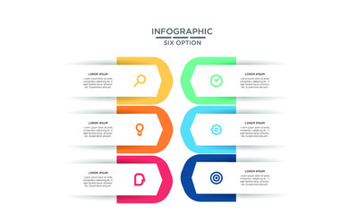Six 6 Options infographic step chart workflow  element Plan Slide Template with isolated background theme