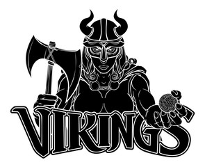 A Viking female warrior woman gladiator golf sports mascot