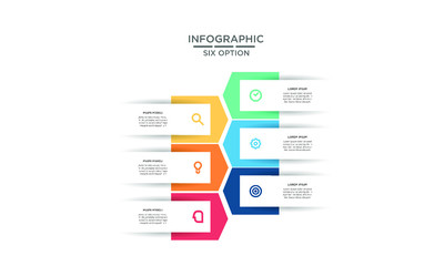Six 6 Options infographic step chart workflow  element Plan Slide Template with isolated background theme