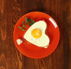 Fried Egg Sunny Side Up in Heart Shape