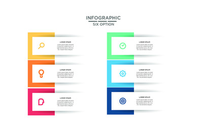 Six 6 Options infographic step chart workflow  element Plan Slide Template with isolated background theme