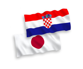 Flags of Japan and Croatia on a white background