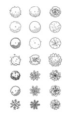 the vector set of top view trees.