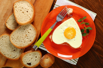 Fried Egg Sunny Side Up in Heart Shape