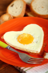 Fried Egg Sunny Side Up in Heart Shape