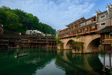 Riverfront and Hong Bridge, Fenghuang, Hunan Province, China