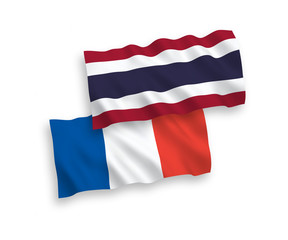 Flags of France and Thailand on a white background