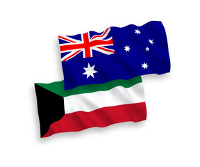 Flags of Australia and Kuwait on a white background