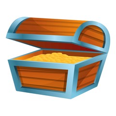 Gold dower chest icon. Cartoon of gold dower chest vector icon for web design isolated on white background