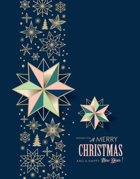 Christmas greeting card/ poster with stars and snowflakes