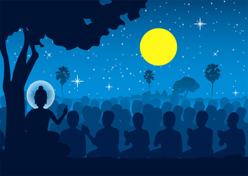 Lord of Buddha sermon dharma to crowd of monk,sil