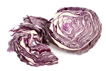 Red purple cabbage. Isolated on a white background.