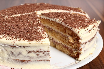 Layer cake with buttercream and jam