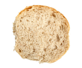 Half of Graham Bread Roll. Isolated on white background. Directly Above.