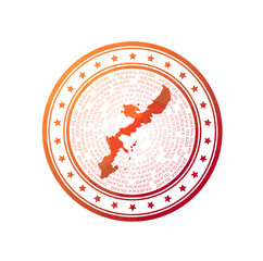 Flat low poly stamp of Okinawa Island. Polygonal Okinawa Island badge. Trendy vector logo of the island.