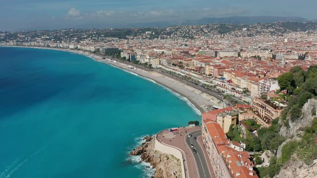 Aerial view. Nice, France, promenade des Anglais, Cote d azur.