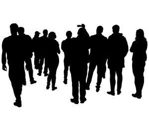 Big crowds people on white background