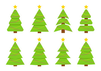 Winter collection of Christmas trees.