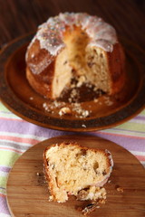 Easter Cake. Sweet yeast cake with sugar glaze.