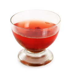 Gelatin dessert with chocolate cookies in bowl. Isolated with clipping path.