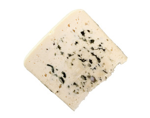 Blue cheese. Isolated on white background. Directly Above.
