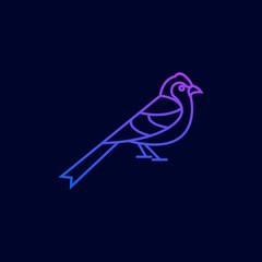 Beautiful Line Art Sparrow Illustration Design Template.