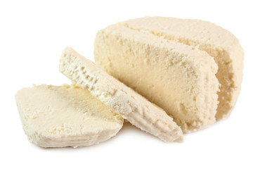 Goat Cheese. Isolated on white background.