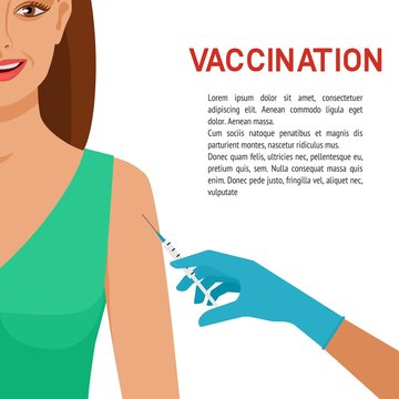 Healthcare concept. Smiling girl getting vaccine