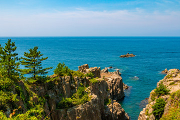  The coastal cliff "Tojinbo". In Anto, Mikunicho, Sakai City, Fukui Prefecture, Japan