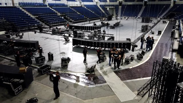 Timelapse Technical Preparation For A Rock Concert At The Stadium