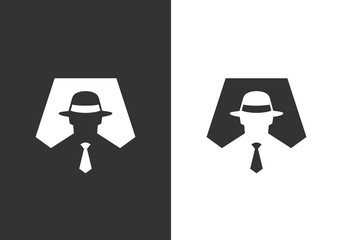 Incognito logo icon design template, hacker or spy symbol, simple detective silhouette - Vector