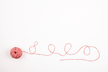 Flat lay with bright christmas decoration. New year celebration and christmas concept