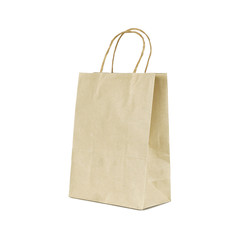 Paper shopping bag isolated on white background.