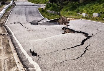 Country Road Damaged by Flowing Water, Andalusia, Spain