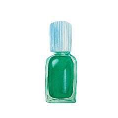 Watercolor hand drawn green bottle of cosmetic oil
