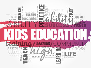 Kids Education word cloud collage, education concept background