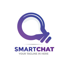 Obraz premium smart chat talking bubble light bulb logo design inspiration