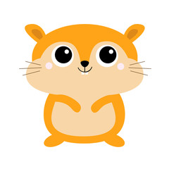 Hamster toy icon. Big eyes. Funny Kawaii animal standing. Kids print. Cute cartoon baby character. Pet collection. Flat design White background