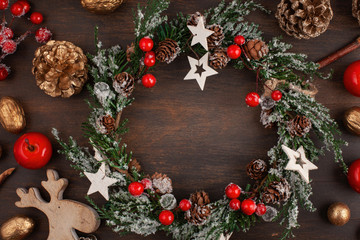 Festive Christmas vintage decoration. Template of christmas greeting card and invitation. Christmas holidays idea