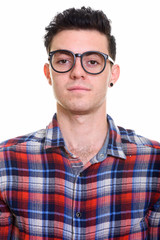 Obraz premium Portrait of young handsome hipster man with eyeglasses