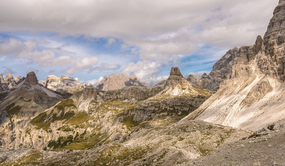 Fototapeta na wymiar Rifugio Auronzo, natural park Tre Cimе (Drei Zinnen). Sexten Dolomites, Italy