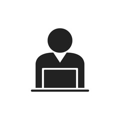 Man laptop vector icon flat style