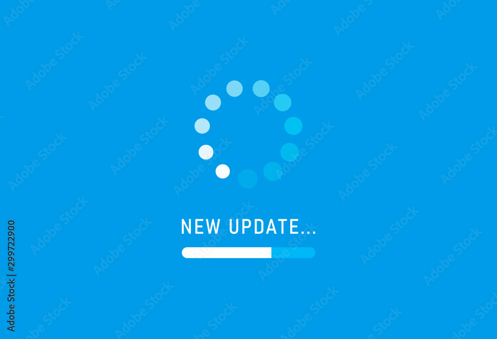 Poster system software update and upgrade concept. loading process screen. vector illustration