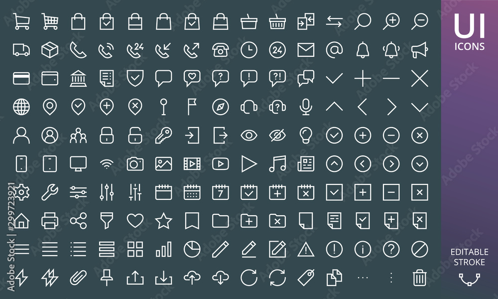 Poster rectangular style website icons ui material design set. set of ecommerce and online shopping icons -