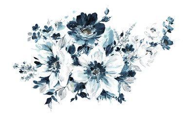 Flowers watercolor illustration.Manual composition.Big Set watercolor elements. - 299724975