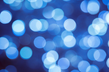Blue abstract lights bokeh blurred christmas background