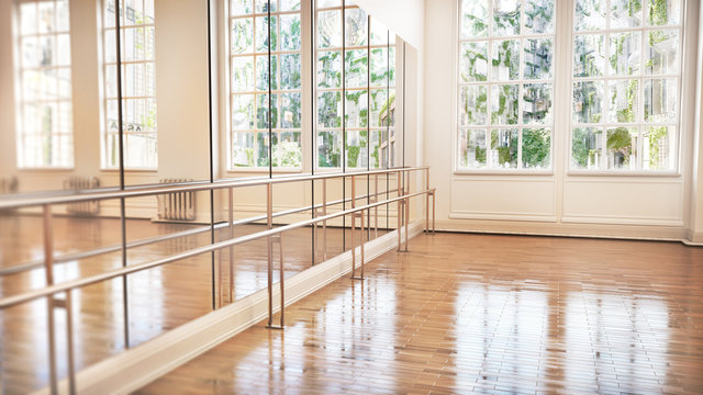 Dance or ballet studio interior. 3d illustration