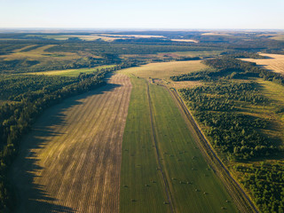 Drone view on summer fields