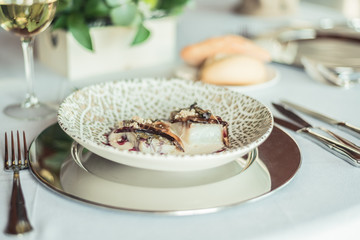 cod hake in clam sauce